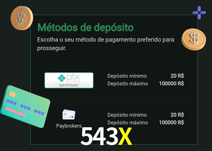 O cassino 543X oferece uma grande variedade de métodos de pagamento